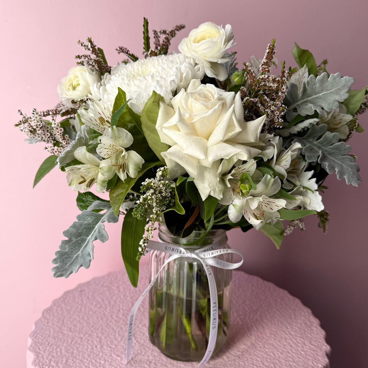 White Posy Jar